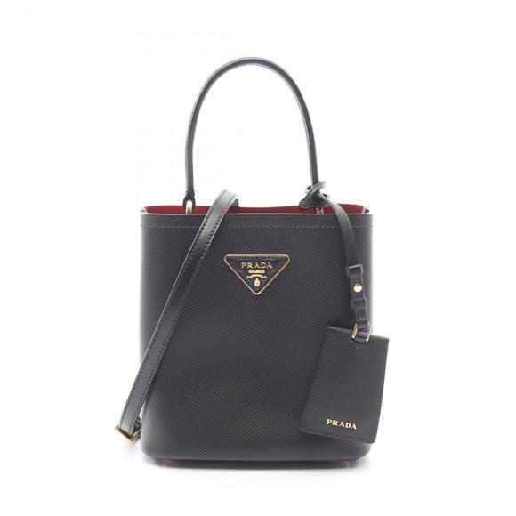 Prada SAFFIANO CUIR+C Pannier Handbag in Saffiano Leather, Women's, Black, 1B... - Picture 1 of 9